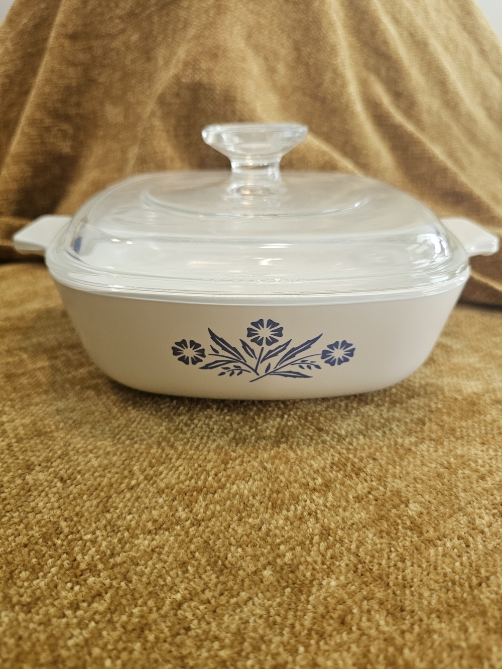 Vtg CorningWare Cornflower Blue P-1-B 1 Qt Square Casserole w/ A-10-C Lid